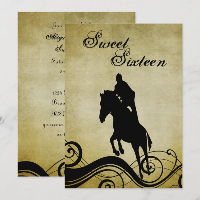 Sweet 16 Vintage Horse Jumping Birthday Invitation (Front/Back)