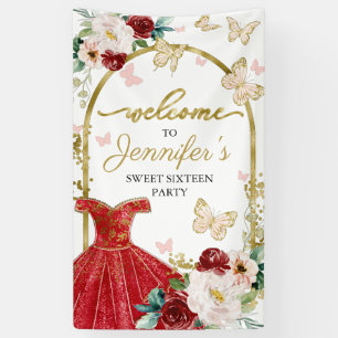 Sweet 16 Welcome Sign Butterfly Floral Dress