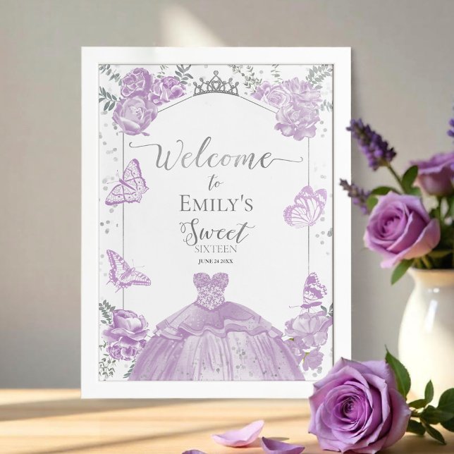 Sweet 16 Welcome Sign Butterfly Lavender Dress (Creator Uploaded)