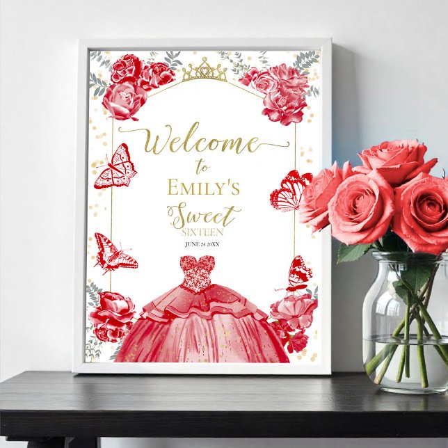 Sweet 16 Welcome Sign Butterfly Royal Blue Dress (Creator Uploaded)