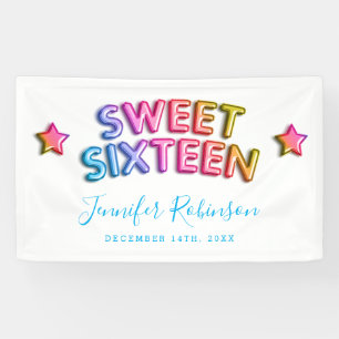 Sweet 16 Welcome Unicorn Birthday Balloons Glitter Banner