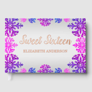 Sweet 16 Winter Snowflake Birthday Guest Book