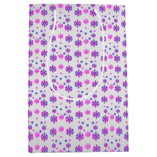 Sweet 16 Winter Snowflake Birthday Medium Gift Bag (Front)