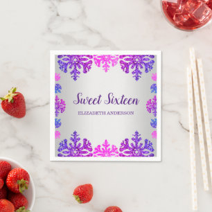 Sweet 16 Winter Snowflake Birthday Napkin