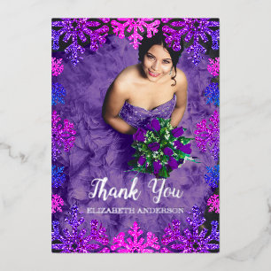 Sweet 16 Winter Snowflake Birthday Thank You Card