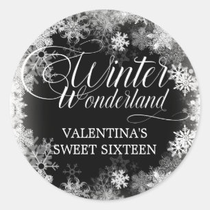 Sweet 16 Winter Wonderland Snowflake Favour Classic Round Sticker