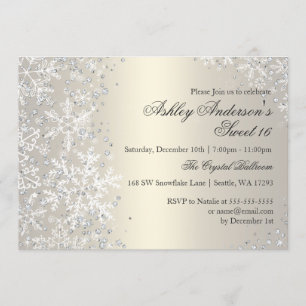 Sweet 16 Winter Wonderland Sparkle Snowflakes Invitation