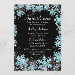 Sweet 16 Winter Wonderland Sparkle Snowflakes Invitation