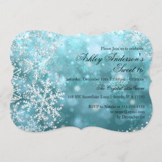 Sweet 16 Winter Wonderland Sparkle Snowflakes Invitation