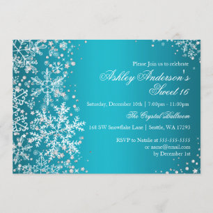 Sweet 16 Winter Wonderland Sparkle Snowflakes Invitation