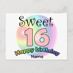 Sweet 16 (with name) postcard