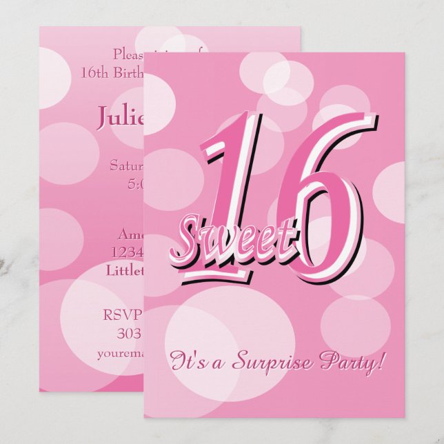 Sweet 16 Word Art | 16th Birthday Invitation (Front/Back)