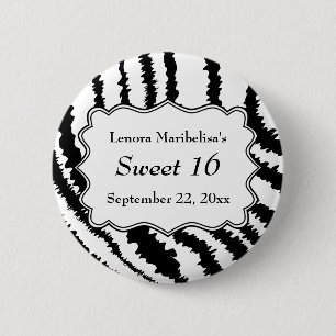 Sweet 16 Zebra Print Pattern 6 Cm Round Badge