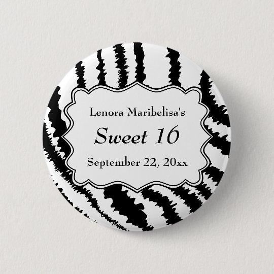 Sweet 16 Zebra Print Pattern 6 Cm Round Badge