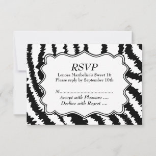 Sweet 16 Zebra Print Pattern RSVP Card