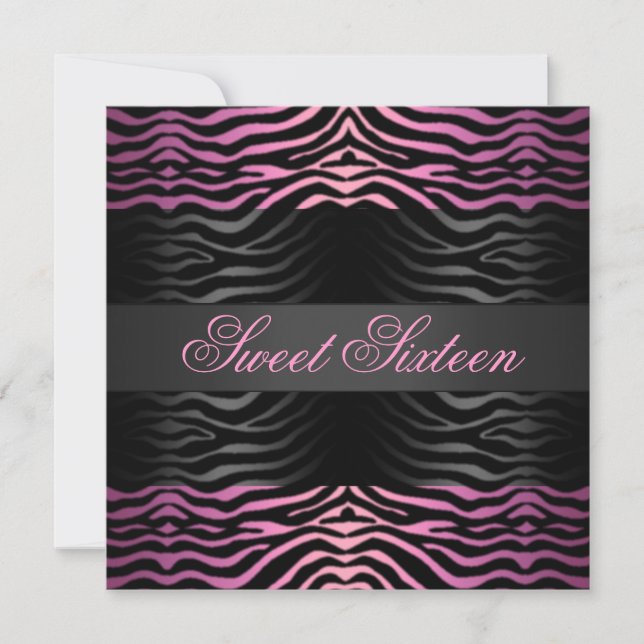 Sweet 16 Zebra Print Pink Birthday Invitation (Front)
