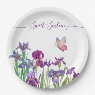 Sweet 16script floral Birthday Party  Paper Plate
