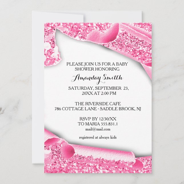 Sweet 16th 15th Graduate pink glitter 3d frame Invitation (Back)