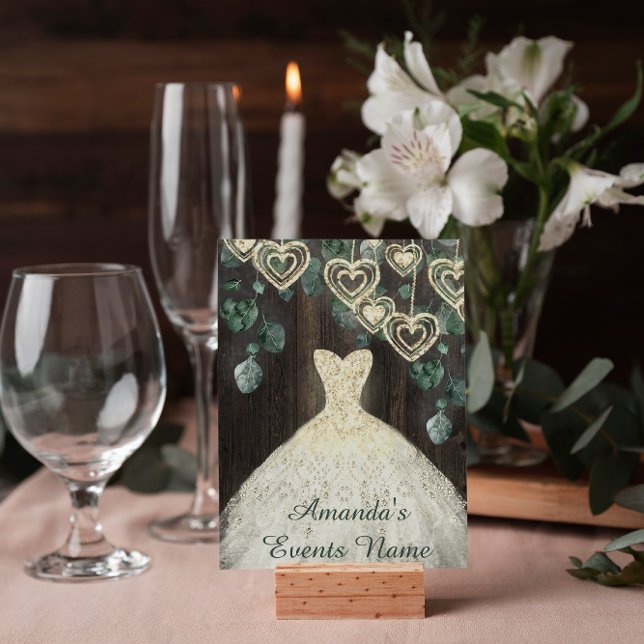 Sweet 16th Birthday BRIDAL Dress Green Rustic Wood Invitation (Creator Uploaded)