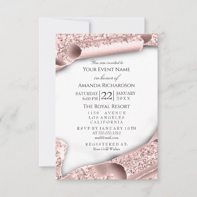 Sweet 16th Birthday Bridal Shower 3D White Rose Invitation (Front)