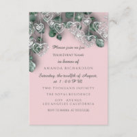 Sweet 16th Birthday BRIDAL Shower  Hearts Silver