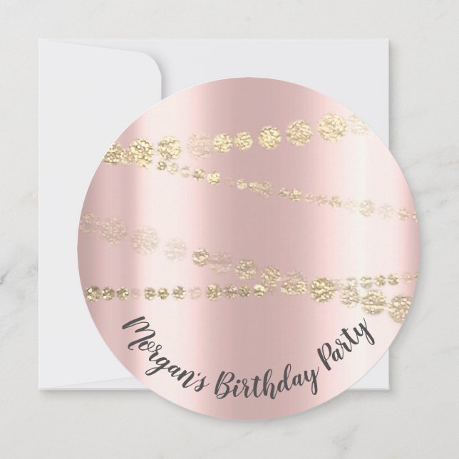 Sweet 16th Birthday Confetti Rose 15th Invitation (Back)