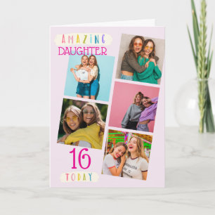 sweet 16th Birthday Daughter Photo Keepsake Card
