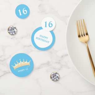 Sweet 16th Birthday on turquoise blue & white Confetti
