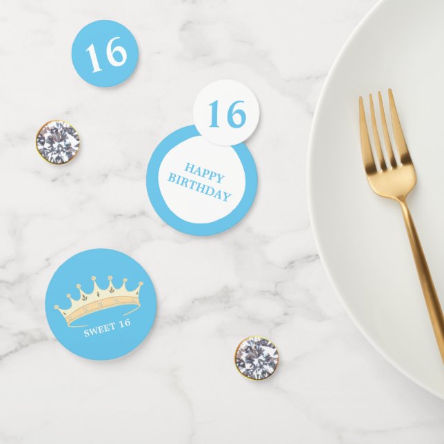 Sweet 16th Birthday on turquoise blue & white Confetti (Group)