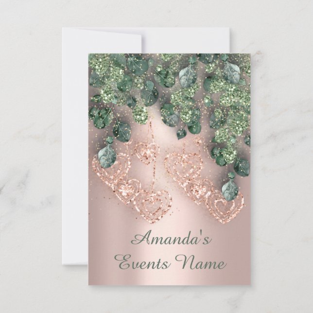 Sweet 16th Birthday Party BRIDAL Shower Rose Mint Invitation (Back)