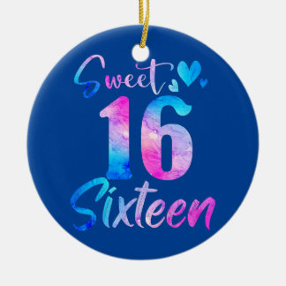 Sweet 16th Birthday Party Celebration Sixteen Ceramic Tree Decoration