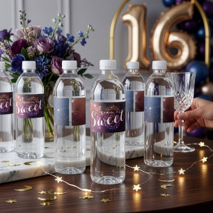 Sweet 16th Birthday Party Chic Star Constellations Water Bottle Label