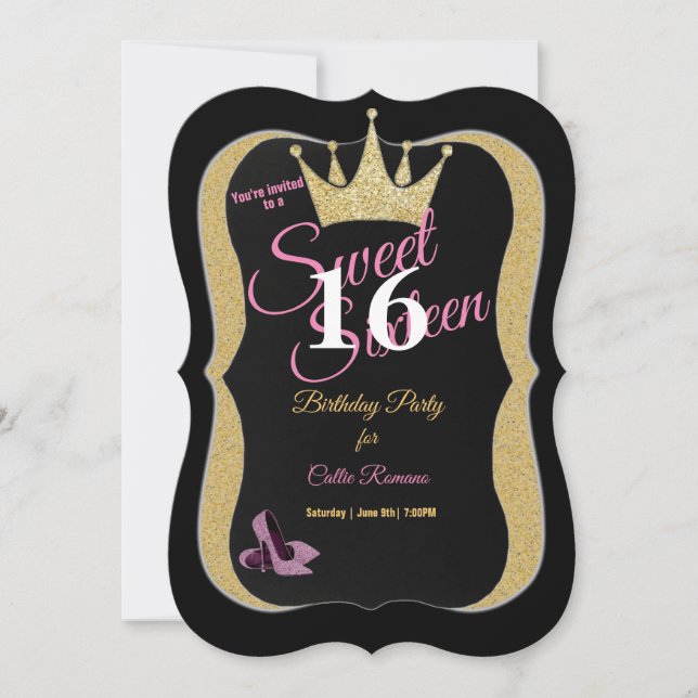Sweet 16th Birthday Party Pink Stiletto's  Invitation (Front)
