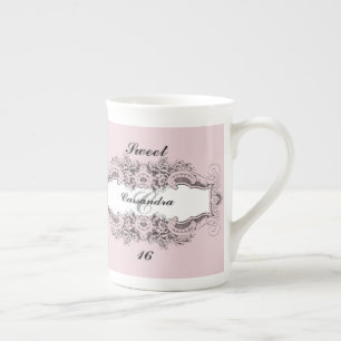 Sweet 16th Birthday Personalised Monogrammed Bone China Mug