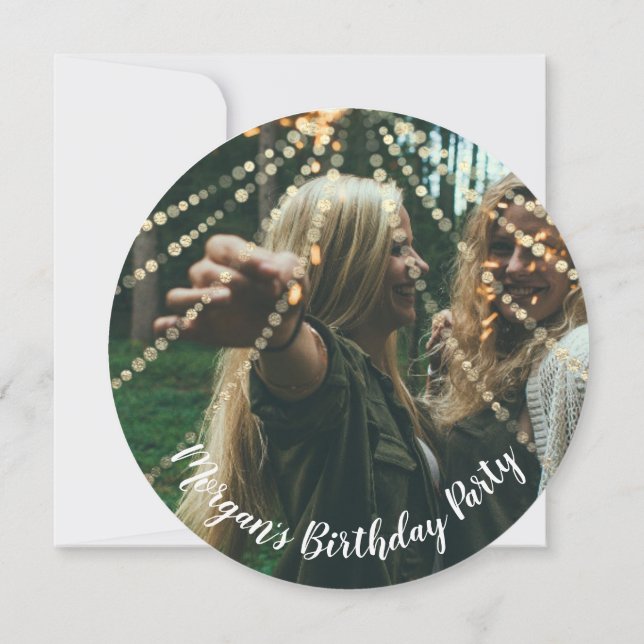 Sweet 16th Birthday Photo Confetti Rose Gold Invitation (Back)