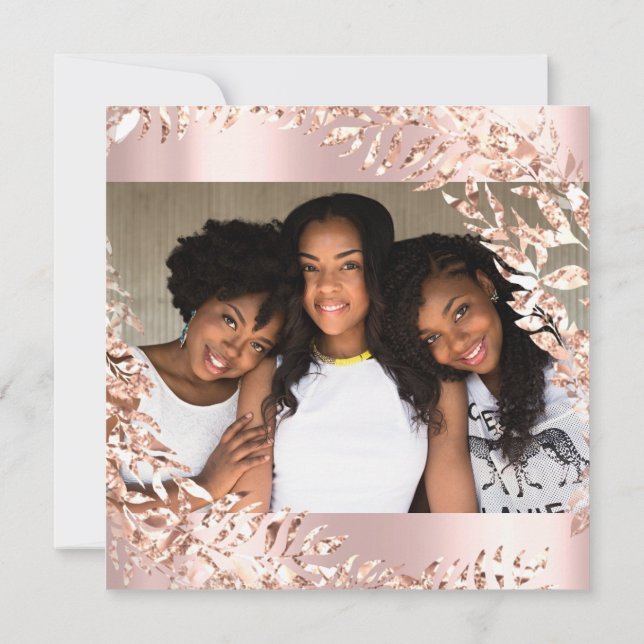 Sweet 16th Birthday  Photo Floral  Rose Pink Royal Invitation (Back)