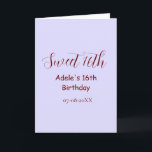 Sweet 16th birthday purple pastel mauve retro name card<br><div class="desc">design</div>