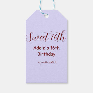Sweet 16th birthday purple pastel mauve retro name gift tags