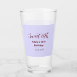 Sweet 16th birthday purple pastel mauve retro name glass<br><div class="desc">design</div>