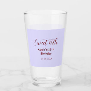 Sweet 16th birthday purple pastel mauve retro name glass