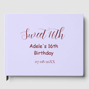Sweet 16th birthday purple pastel mauve retro name guest book