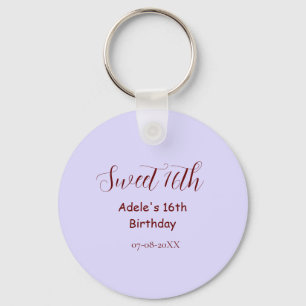 Sweet 16th birthday purple pastel mauve retro name key ring