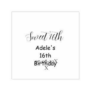 Sweet 16th birthday purple pastel mauve retro name self-inking stamp