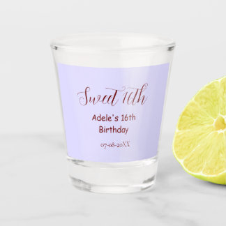 Sweet 16th birthday purple pastel mauve retro name shot glass