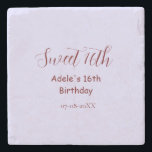 Sweet 16th birthday purple pastel mauve retro name stone coaster<br><div class="desc">design</div>