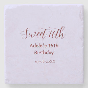 Sweet 16th birthday purple pastel mauve retro name stone coaster