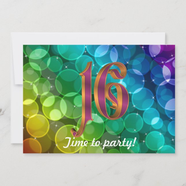 Sweet 16th birthday  rainbow Invitation (Front)