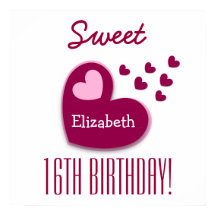 Sweet 16th Birthday Sprinkling of Hearts A01C1