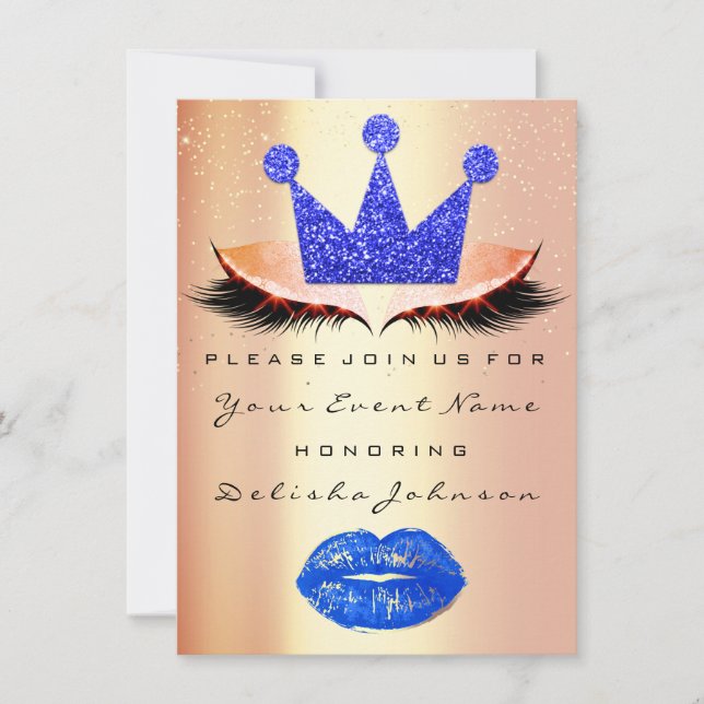 Sweet 16th Bridal Blue Quinceanera Kiss Princess Invitation (Front)