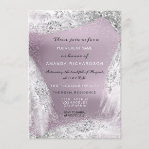 Sweet 16th Bridal Diamond Dress Eggplant Silver Invitation